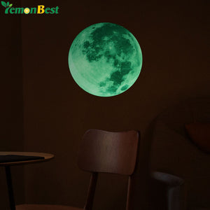 30cm Luminous Moon Wall Stickers Glow in the Dark DIY Wall Sticker Living Room Home Astronomy Decor Poster adesivo de parede