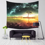 DropShip Amazing Graceful Night Starry Sky Beautiful Sight Printed Wall Hanging Tree Natural Scenery Tapestry Living Room Decor